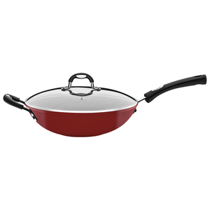 Wok Tramontina Monaco de aluminio con revestimiento interno antiadherente Starflon T3 con tapa y asas, 28 cm y 3,2 l.