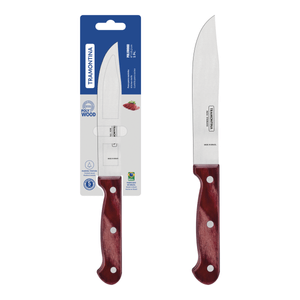 Cuchillo de Cocina Tramontina Polywood con Lámina de Acero Inoxidable y Mango de Madera Tratada Rojo 6"