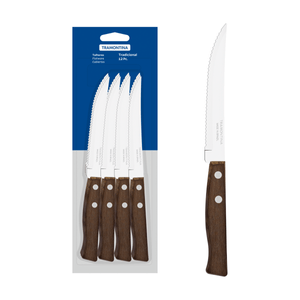 Juego de Cuchillos para Asado y Frutas Tramontina Tradicional con Láminas de Acero Inoxidable y Mangos de Madera Natural 12 Piezas