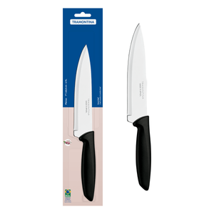 Cuchillo Chef Tramontina Plenus con Lámina en Acero Inoxidable y Mango de Polipropileno Negro 7"