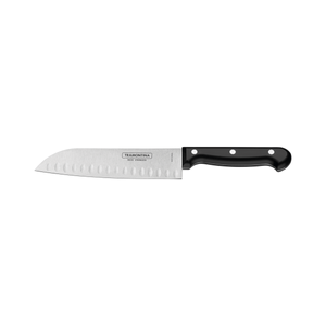 Cuchillo Santoku Tramontina Ultracorte con lámina de acero inoxidable y mango de polipropileno negro 7"