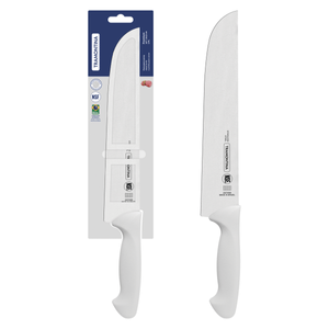 Cuchillo para Carne Tramontina Premium con Lámina de Acero Inoxidable y Mango de Polipropileno Blanco 10"