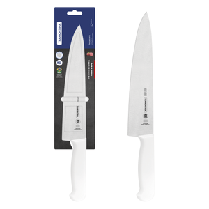 Cuchillo para Carne Tramontina Profissional con Lámina de Acero Inoxidable y Mango de Polipropileno Blanco con Protección Antimicrobiana 10"