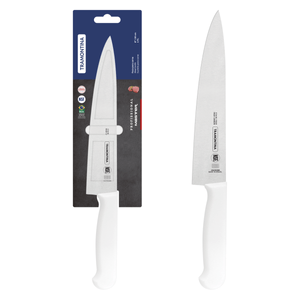 Cuchillo para Carne Tramontina Profissional con Lámina de Acero Inoxidable y Mango de Polipropileno Blanco con Protección Antimicrobiana 8"