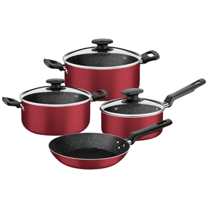 Batería de Cocina con Antiadherente Rojo 7 Pzas Tramontina Cookdesign