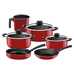 Batería de Cocina con Antiadherente Rojo 9 Pzas Tramontina Cookdesign