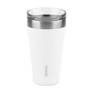 Vaso Térmico Tramontina Exata en Acero Inoxidable Blanco con Tapa 550 ml