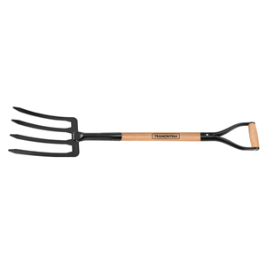 Bieldo Metálico para Tierra Tramontina 4 Dientes con Mango de Madera 74 cm