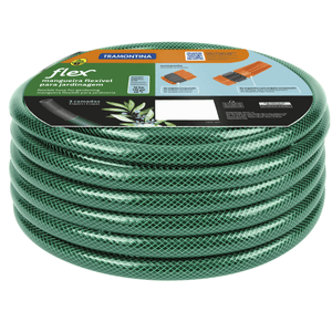 Manguera Flex Tramontina con acoples de rosca y regador de PVC verde, 10 m.