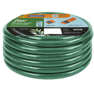 Manguera Flex Tramontina con acoples de rosca y regador de PVC verde, 15 m