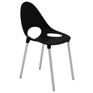 Silla Tramontina Elisa en Polipropileno Negro con Patas de Aluminio Anodizado