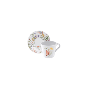 Juego 6 Tazas y 6 Platillos Té Tramontina Línea Ana Clara Porcelana 185 ml