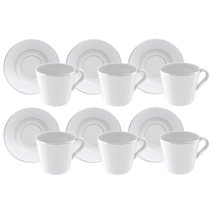 Juego 6 Tazas y 6 Platillos Té Tramontina Línea Joana Porcelana 185 ml