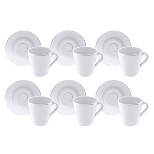 Juego 6 Tazas y 6 Platillos Café Tramontina Línea Joana Porcelana 70 ml