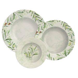 Juego 12 Platos Tramontina Línea Oliva Porcelana