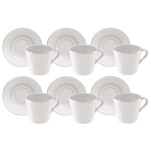 Juego 6 Tazas y 6 Platillos Té Tramontina Línea Joana Porcelana 185 ml