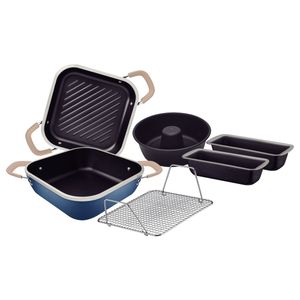 Kit Tramontina Lyon en Aluminio Forjado con Revestimiento Interno y Externo con Antiadherente Starflon High Performance Azul Elemental 6 Piezas