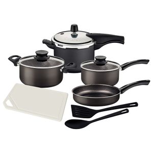 Batería de Cocina con Antiadherente Gris Plomo 7 Pzas Tramontina Paris