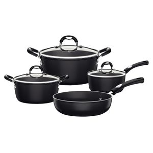 Batería de Cocina Tramontina Mônaco Induction en Aluminio con Revestimiento Interno y Externo Antiadherente Starflon Premium Negro 4 Piezas