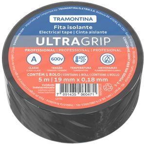 Cinta Aislante Clase A 0,18 x 19 mm Tramontina Negra 5 m