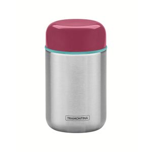 Contenedor térmico de acero inoxidable con tapa rosa de 400 ml Tramontina
