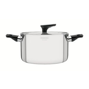 Cacerola Grano Baquelite honda de acero inoxidable con cuerpo triple, tapa y asas de baquelita de 20 cm y 3,8 L Tramontina