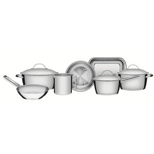 Batería de cocina  Allegra de acero inoxidable con fondo triple de 7 piezas Tramontina