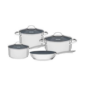 Batería de cocina Tramontina Una Ceramic de acero inoxidable fondo triple con revestimiento interno cerámico grafito 4 piezas