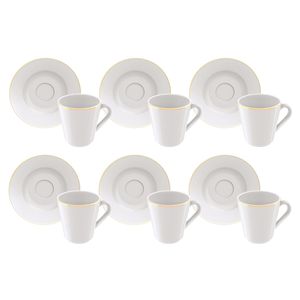 Juego 6 Tazas y 6 Platillos Café Tramontina Línea Elisa Porcelana 70 ml