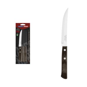 Juego de Cuchillos para Asado Tramontina de Acero Inoxidable con Mango Castaño Polywood 6 Piezas
