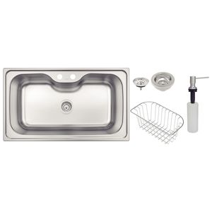Lavaplatos de empotrar Tramontina Morgana Maxi 78 FX 86 x 50 cm de acero inoxidable satinado con válvula, dispensador de jabón y cesto de alambre